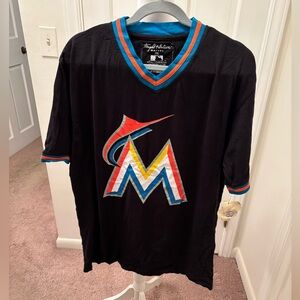 Wright & Ditson Black T-Shirt with Blue and Orange Accents Marlins